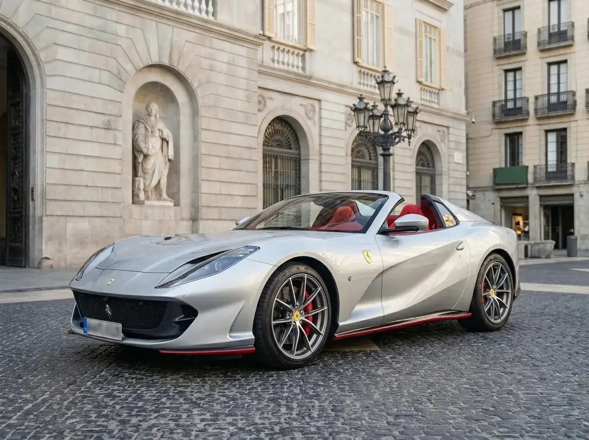 Ferrari 812 GTS 2024, perfil lateral — Sports Car Rental Barcelona, Barcelona. Ferrari 812 GTS en Barcelona El Ferrari 812 GTS 2024 está disponible para alquiler en…